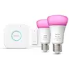 Image de Philips Hue White and Color ambiance Kit de démarrage : 2 ampoules connectées E27 (1100) + variateur - Neuf
