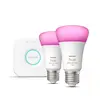 Image de Philips Hue white & Color ambiance Kit De Démarrage : 2 ampoules Connectées E27 (1100)