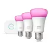 Image de Kit de démarrage Philips Hue White and Color Ambiance 3 ampoules E27, 75W, Bluetooth, compatible avec Alexa, Google et Homekit - Neuf
