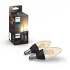 Image de Lot de 2 ampoules connectées Philips Hue White E14 Filament Flamme 4.5W Transparent et Noir - Neuf