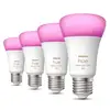 Image de Pack de 4 ampoules LED connectées Philips Hue White & Color Ambiance E27, 60W équivalent, 800 lumens, compatible Bluetooth - Neuf