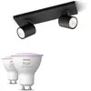 Image de Philips Pack De 2 Spots Myliving Runner Noirs + Ampoules Gu10 À Couleur Variable