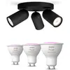Image de Philips Pack De 3 Spots Pongee Noirs + Ampoules Gu10 À Couleur Variable