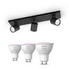 Image de Philips Pack De 3 Spots Philips Myliving Runner Noirs + Ampoules Gu10 À Couleur Variable