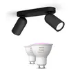 Image de Philips Pack De 2 Spots Pongee Noirs + Ampoules Gu10 À Couleur Variable
