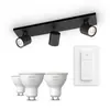 Image de Philips Pack De 3 Spots Runner Noirs + Dimmer Switch + Ampoules Gu10 À Lumière Blanche