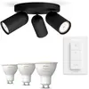 Image de Philips Pack De 3 Spots Pongee Noirs + Dimmer Switch + Gu10 Ampoules À Lumière Blanche