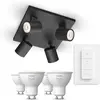 Image de Philips Pack De 4 Spots Runner Noirs + Dimmer Switch + Ampoules Gu10 À Lumière Blanche