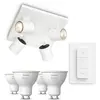 Image de Philips Pack De 4 Spots Runner Blancs + Dimmer Switch + Ampoules Gu10 À Lumière Blanche