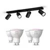 Image de Philips Pack De 4 Spots Kosipo Noirs + Ampoules Gu10 À Couleur Variable