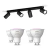 Image de Philips Pack De 4 Spots Pongee Noirs + Ampoules Gu10 À Couleur Variable