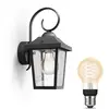 Image de Philips Lampe Murale Buzzard Noire + Ampoule E27 À Filament Blanc