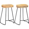 Image de Vidaxl   Tabouret De Bar Vintage 2 Pcs En Bois De Manguier Massif   Design Rétro   Pieds En Fer Enduit De Poudre   Charge Max 110 Kg