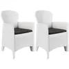 Image de Vidaxl Garden Chairs 2 Pcs With Cushion White Plastic Rattan Look