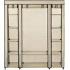 Image de vidaXL Armoire en tissu avec compartiments Barres de penderie Crème 150x45x176cm