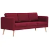 Image de Canapé À 3 Places Tissu Rouge Bordeaux Vidaxl