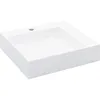 Image de Vidaxl   Vasque À Poser 50x50x12,3 Cm En Fonte Minérale Blanche   Design Moderne   Trou De Robinet   Installation Murale Ou Sur Comptoir