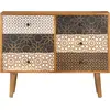 Image de vidaXL Buffet avec motifs imprimés 90×30×70 cm bois massif mangue