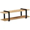 Image de Vidaxl   Meuble Tv En Bois De Manguier Massif 120 Cm   Style Industriel   Étagère Inférieure Pour Rangement   Pieds En Fer Enduit De Poudre