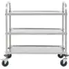 Image de vidaXL Chariot de service à 3 niveaux 95x45x83,5 cm Acier inoxydable