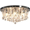 Image de vidaXL Plafonnier avec perles de cristal argenté rond 4x G9 ampoules