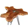 Image de vidaXL Table basse 70 x 45 cm en teck massif et polyrésine
