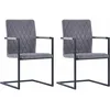 Image de Vidaxl - Chaises À Manger Cantilever Lot De 2 Gris Foncé Similicuir