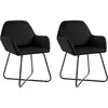 Image de Vidaxl   Chaises À Manger En Velours Noir   Lot De 2   Confort Optimal Avec Accoudoirs   Pieds En Acier Pour Stabilité   Charge Max 110 Kg