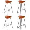 Image de Vidaxl - Chaises De Bar Lot De 4 Marron Cuir Véritable