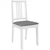 Image de vidaXL Chaises de salle à manger avec coussins 6 pcs. Blanc Bois massif