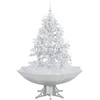 Image de vidaXL Sapin de Noël à neige avec pied parasol blanc 140 cm