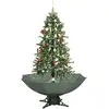 Image de vidaXL Sapin de Noël à neige avec pied de parasol Vert 170 cm