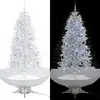 Image de Arbre De Noël Neigeux Avec Base De Parapluie Blanc 190 Cm Vidaxl