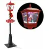 Image de Vidaxl   Lampadaire De Noël 180 Cm Led Avec Fonction Neige   Poteau Abs Noir Et Rouge   Décoration Intérieure Avec Père Noël Et Mélodie