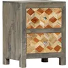 Image de Table De Chevet Gris 40x30x50 Cm Bois De Manguier Massif Vidaxl