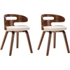 Image de vidaXL Chaise de salle à manger 2 pcs. Crème bois courbé et similicuir