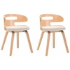 Image de vidaXL Chaise de salle à manger 2 pcs. Crème bois courbé et similicuir