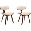 Image de vidaXL Chaise de salle à manger 2 pcs. Crème bois courbé et similicuir