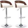 Image de vidaXL Tabouret de bar 2 pcs. Crème blanc similicuir et bois courbé