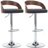 Image de vidaXL Tabouret de bar 2 pcs. Gris foncé Tissu et bois courbé