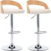 Image de vidaXL Tabouret de bar 2 pcs. Crème blanc similicuir et bois courbé