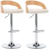Image de Vidaxl - Tabourets De Bar Lot De 2 Crème Similicuir Et Bois Courbé