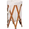 Image de Vidaxl Folding Laundry Basket Cream Wood And Fabric
