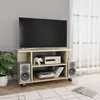 Image de Vidaxl - Meuble Tv Et Roulettes Chêne Sonoma 80x40x45 Cm Bois Ingénierie