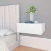 Image de Vidaxl   Tables De Chevet Flottantes 2 Pcs   Bois D'Ingénierie Blanc   Dimensions 40 X 30 X 15 Cm   Avec Tiroir Intégré   Montage Mural
