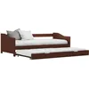 Image de Cadre De Lit Extensible Marron Foncé Bois De Pin 90x200 Cm