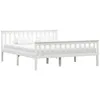 Image de Cadre De Lit Blanc Bois De Pin Massif 160 X 200 Cm