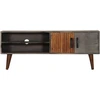 Image de vidaXL Armoire TV Gris 130x30x46 cm Bois massif de manguier rugueux