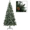 Image de Sapin De Noël Avec Pommes De Pin Et Paillettes Blanches 210 Cm Vidaxl