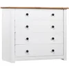 Image de Vidaxl   Commode En Bois De Pin Massif Blanc 80x40x73 Cm   4 Tiroirs   Meuble De Rangement Décoratif   Support De Téléphone